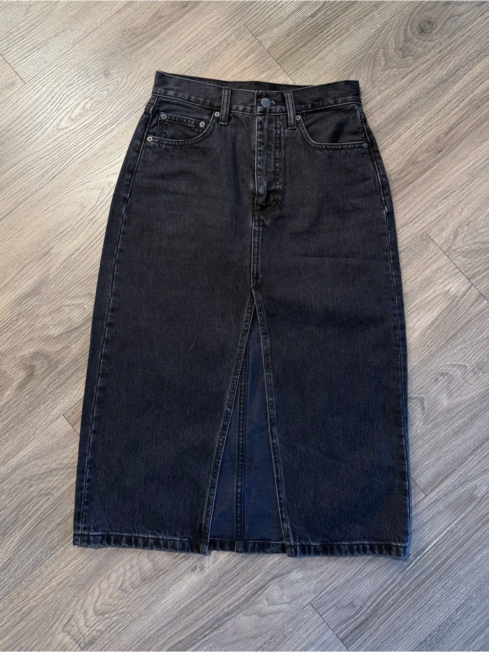 Denim forum midi skirt with slit size 24 NWOT